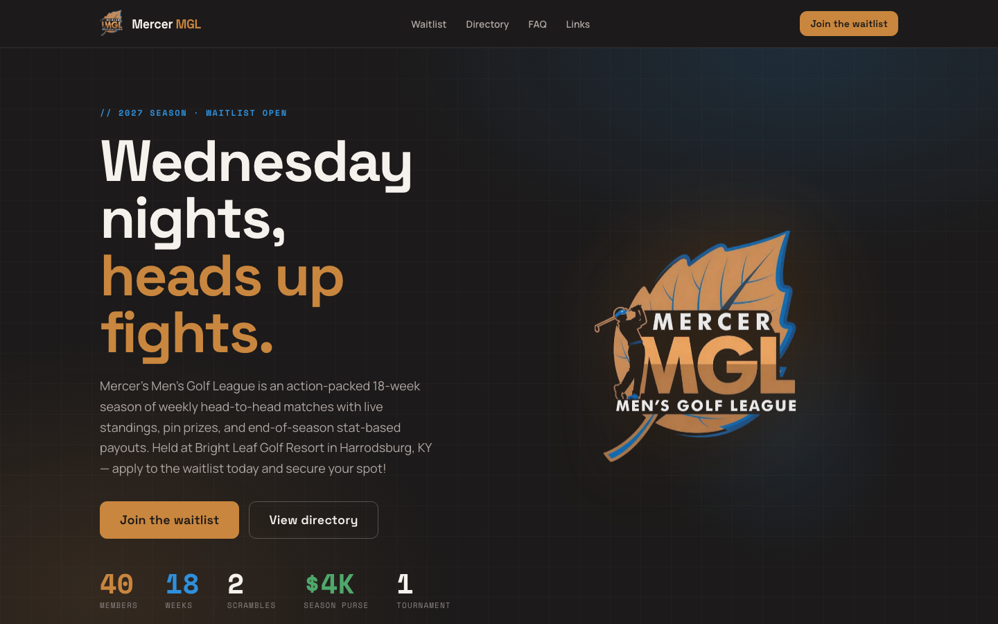 Mercer MGL — Men's Golf League preview